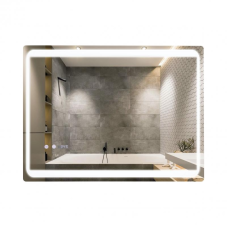 Дзеркало Qtap Mideya 800х600 з LED-підсвічуванням Touch, з антизапотіванням, з годинником, димером, рег.