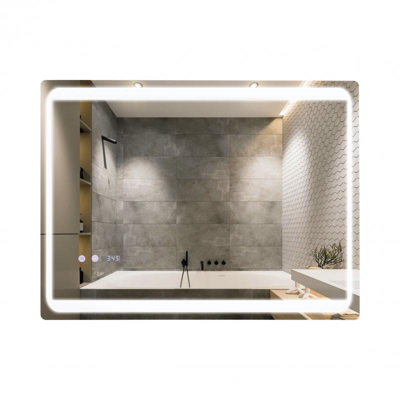 Дзеркало Qtap Mideya 800х600 з LED-підсвічуванням Touch, з антизапотіванням, з годинником, димером, рег.
