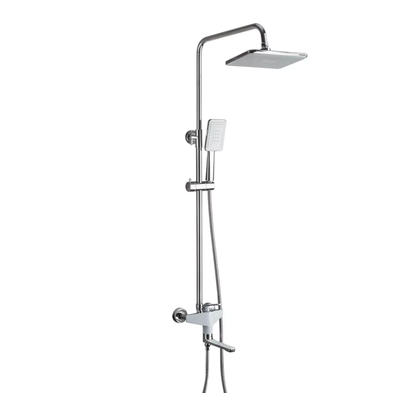 Душева система Frap F2458, поворотний вилив - перемикач на лійку/душ, 3 режими, білий/хром Душева система Frap F2458, поворотний вилив - перемикач на лійку/душ, 3 режими, білий/хром