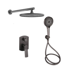 Душова система універсальна Qtap Slavonice прихованого монтажу на два споживача QTSLA113GMB45899 Gunmetal