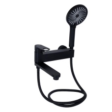 Змішувач для ванни Qtap Jay з поворотним виливом (з душовим гарнітуром) QTJAY260BLM45548 Black Matt