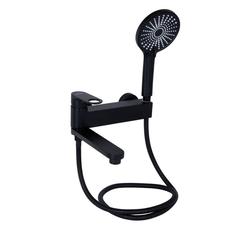 Змішувач для ванни Qtap Jay з поворотним виливом (з душовим гарнітуром) QTJAY260BLM45548 Black Matt Змішувач для ванни Qtap Jay з поворотним виливом (з душовим гарнітуром) QTJAY260BLM45548 Black Matt