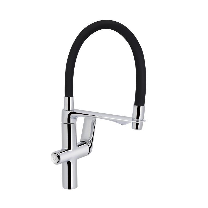 Змішувач для кухні Qtap Vlasta New з гнучким виливом з підключенням для питної води QTVLA364CRM45648 Chrome Змішувач для кухні Qtap Vlasta New з гнучким виливом з підключенням для питної води QTVLA364CRM45648 Chrome