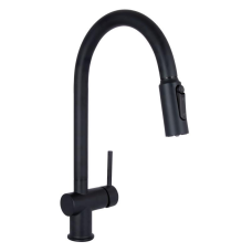 Змішувач для кухні Qtap Rozcesti з висувним виливом з підключенням для питної води QTROZ366BLM45940 Black Matt