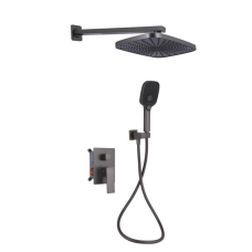 Душова система для душу Qtap Gemini прихованого монтажу на два споживачки QTGEM113GMB45698 Gunmetal Black PVD