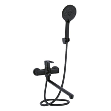 Змішувач для ванни Qtap Taurus з довгим поворотним виливом (з душовим гарнітуром) QTTAU260BLM45664 Black Matt