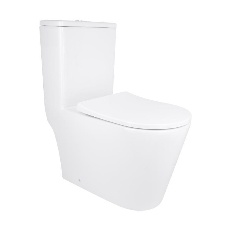 Унітаз-моноблок підлоговий Qtap Swan Ultra Quiet безобідковий з сидінням Soft-close WHITE QT16226080AW