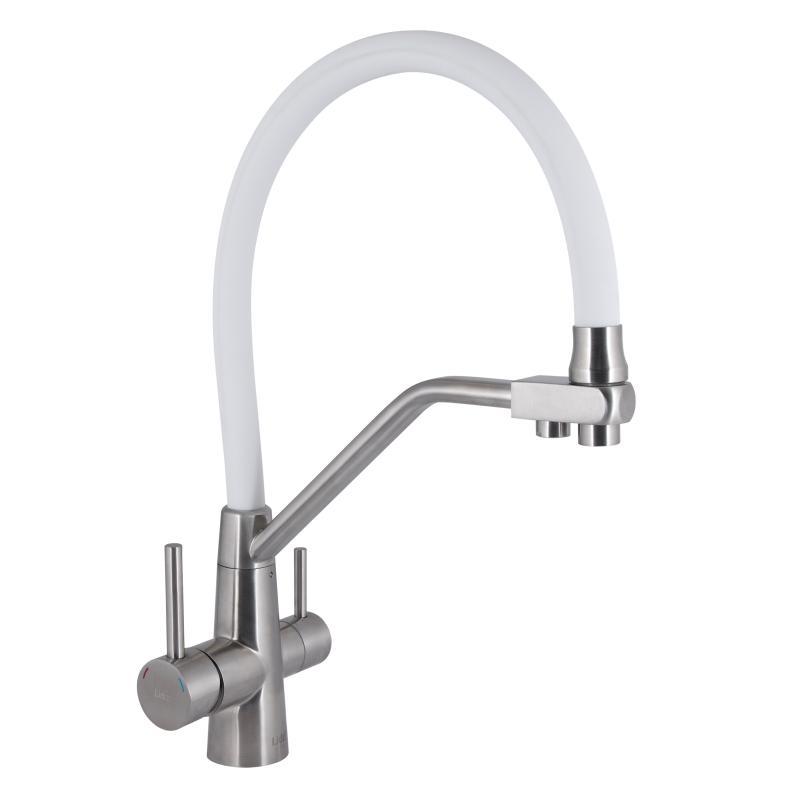 Змішувач для кухні Lidz Aria 020F3 з гнучким виливом з підключенням для питної води (k35) LDARI020F3WNK39480