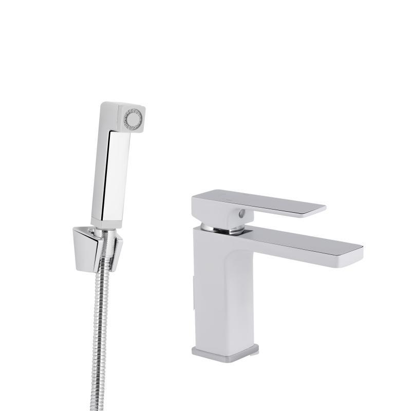 Змішувач для раковини Qtap Gemini (з гігієнічним душем) QTGEM272CRW45691 Chrome/White Змішувач для раковини Qtap Gemini (з гігієнічним душем) QTGEM272CRW45691 Chrome/White