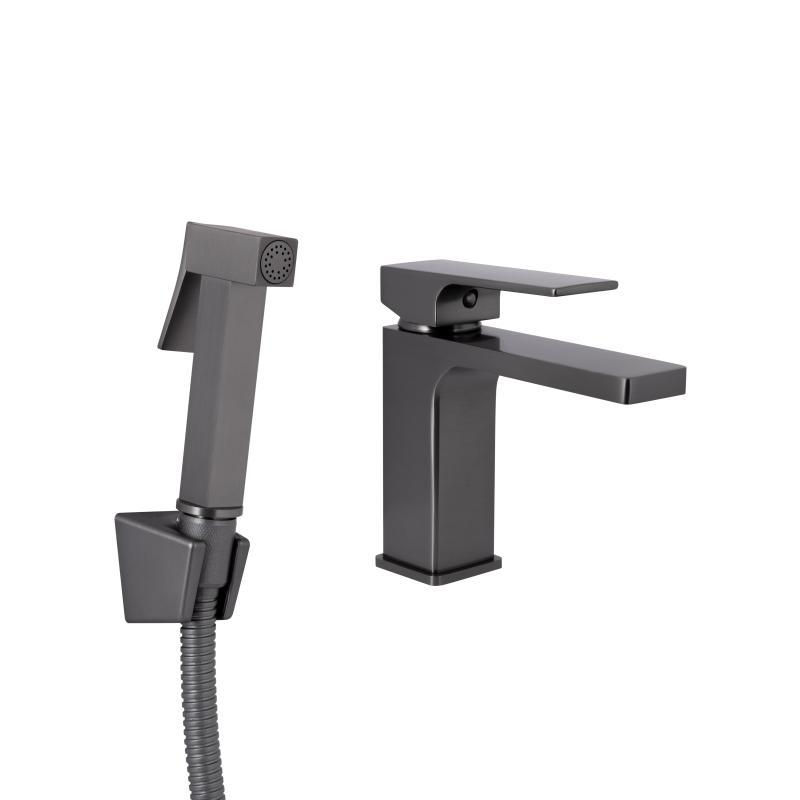 Змішувач для раковини Qtap Gemini (з гігієнічним душем) QTGEM272GMB45692 Gunmetal Black PVD Змішувач для раковини Qtap Gemini (з гігієнічним душем) QTGEM272GMB45692 Gunmetal Black PVD
