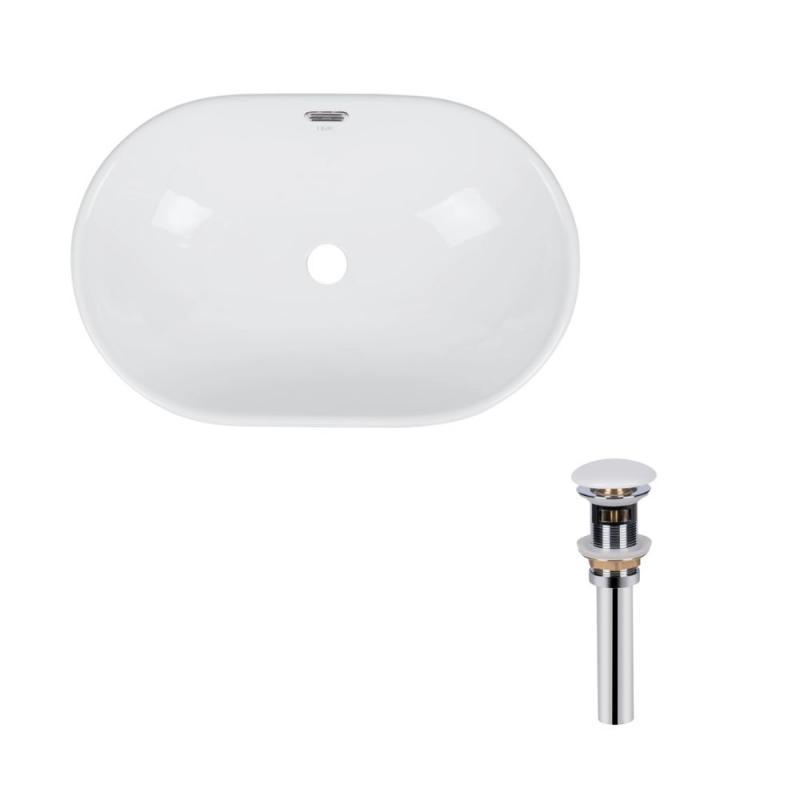 Комплект Qtap Leo: Раковина врізна овальна 590x400x170 мм White + Донний клапан PU02O Комплект Qtap Leo: Раковина врізна овальна 590x400x170 мм White + Донний клапан PU02O