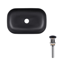 Комплект Qtap Robin: Раковина накладна прамокутна 610x400x145 мм Matt Black + Донний клапан PU03