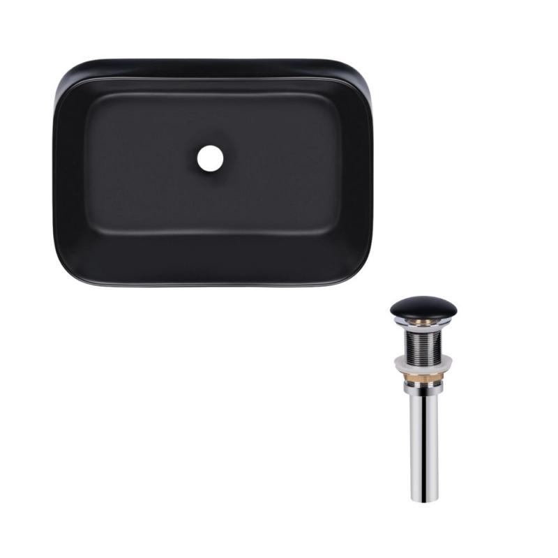 Комплект Qtap Scorpio: Раковина накладна прамокутна 550х390х120 мм Matt Black + Донний клапан PU03 Комплект Qtap Scorpio: Раковина накладна прамокутна 550х390х120 мм Matt Black + Донний клапан PU03