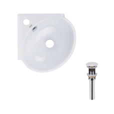 Комплект Qtap Leo N: Раковина підвісна угловая овальна 380x360x130 мм WHITE + Донний клапан PU02O