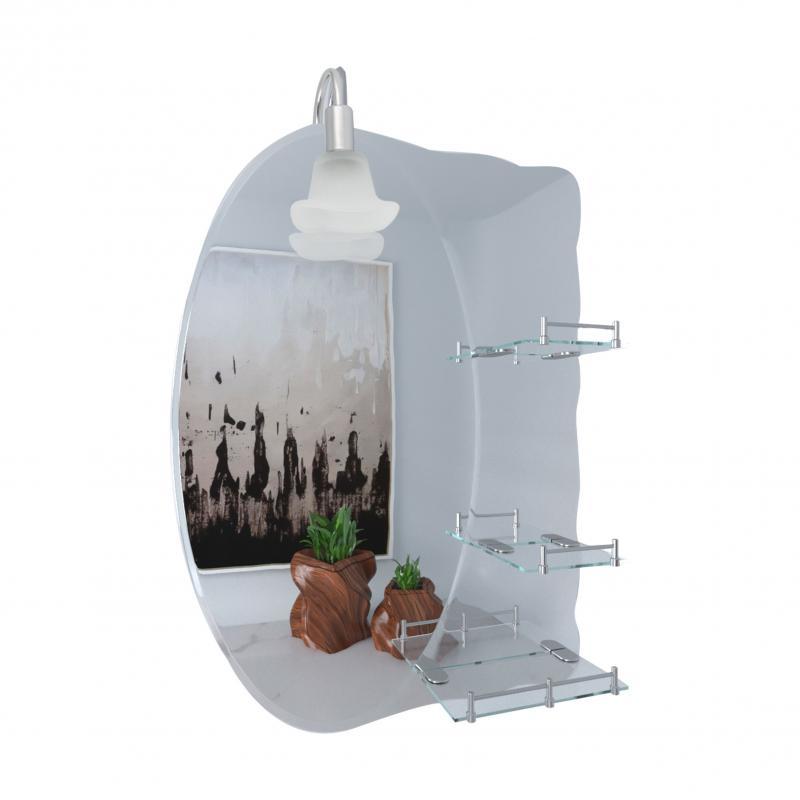 Дзеркало Lidz Sofi 140.07.05 480х675х100 настінне з 3-ма полицями асиметричне, зі світильником LD78SO4867 Дзеркало Lidz Sofi 140.07.05 480х675х100 настінне з 3-ма полицями асиметричне, зі світильником LD78SO4867