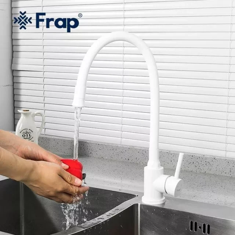 Змішувач для кухні Frap F40994-8 з гнучким виливом, білий Змішувач для кухні Frap F40994-8 з гнучким виливом, білий