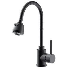 Змішувач для кухні Frap F40993-6 з гнучким виливом, 2 режими, чорний