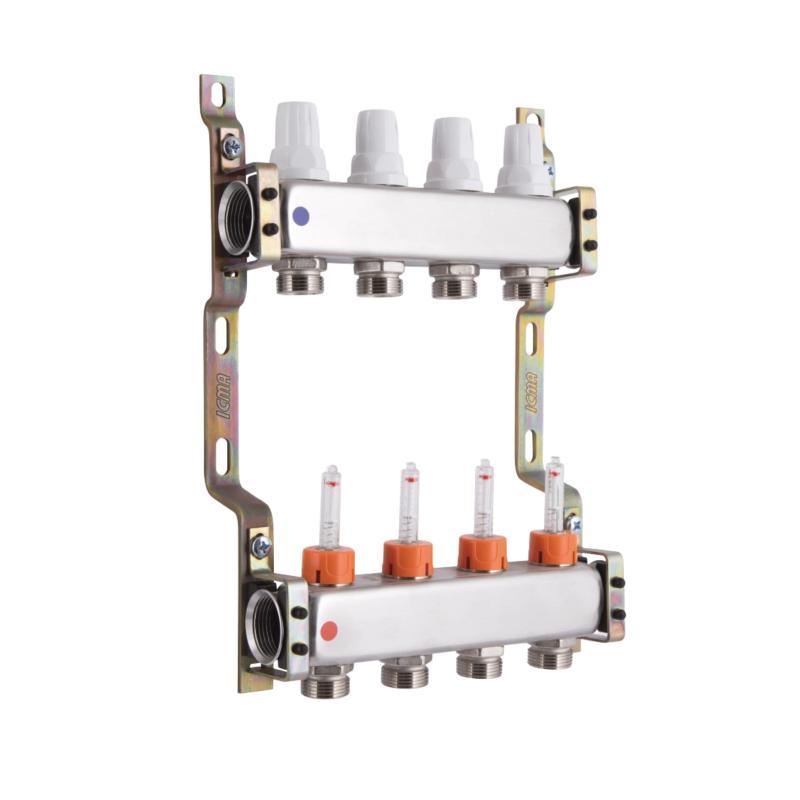 Колектор із витратомірами (нерж.) 1“х4 Icma № К073