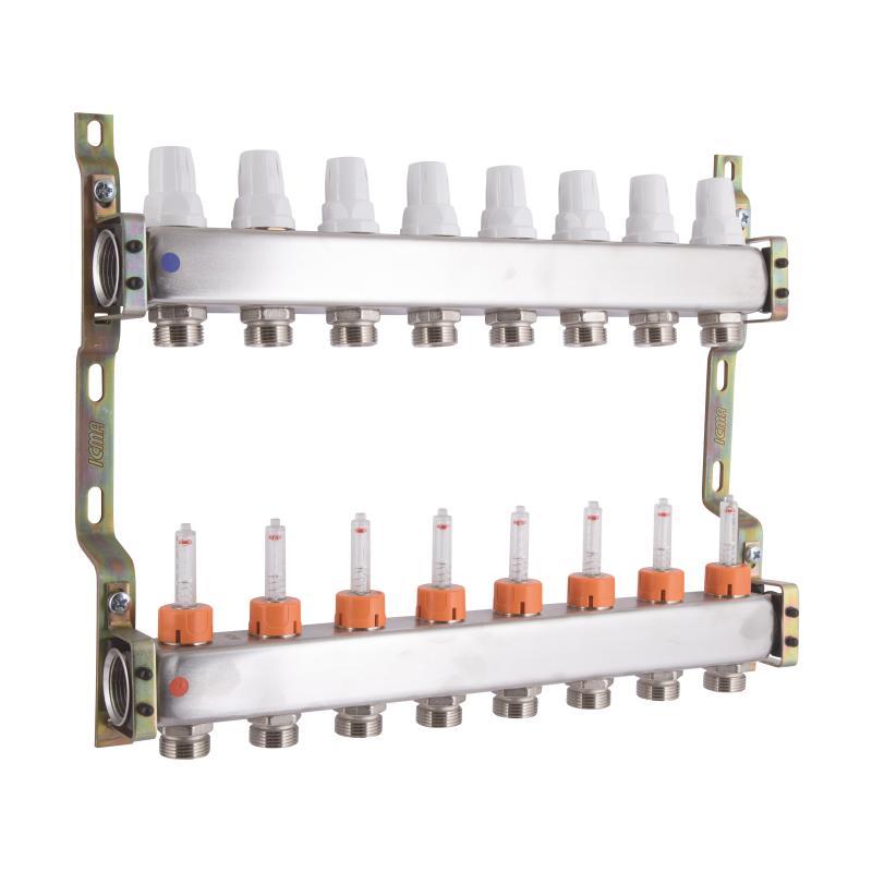 Колектор з витратомірами (нерж.) 1“ х8 Icma № К073 Колектор з витратомірами (нерж.) 1“ х8 Icma № К073