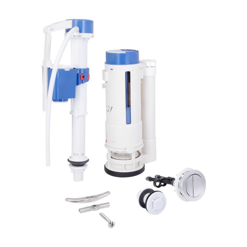 Комплект арматури Qtap WDI для бачка унітаза-моноблок Swan з подвійною круглою кнопкою змиву та клапаном