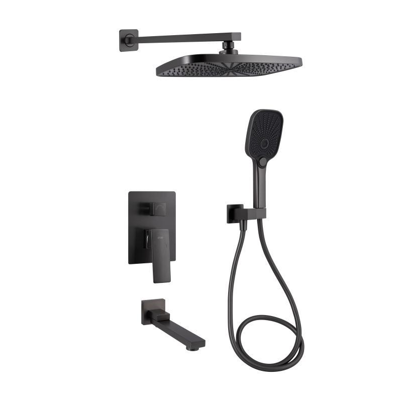 Душова система універсальна Qtap Gemini прихованого монтажу на три споживача QTGEM114GMB45704 Gunmetal Black Душова система універсальна Qtap Gemini прихованого монтажу на три споживача QTGEM114GMB45704 Gunmetal Black