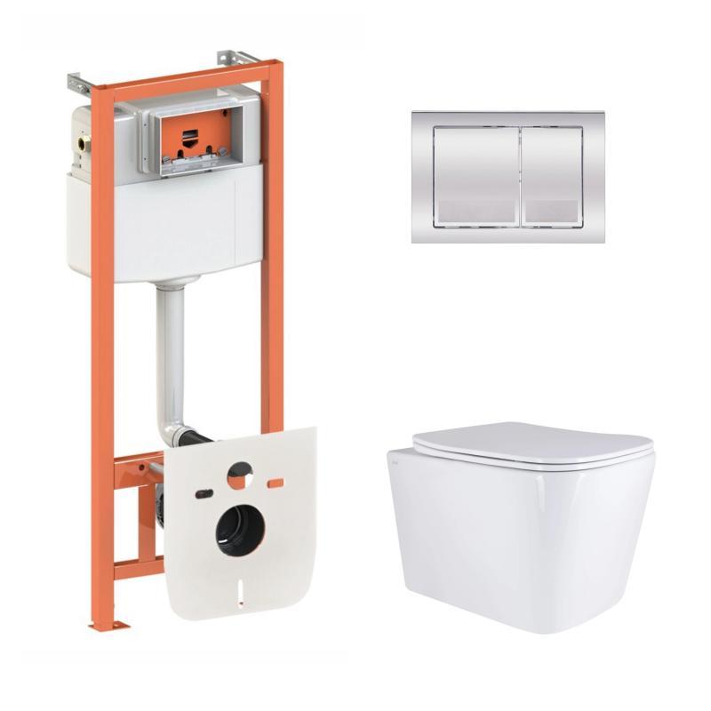 Готове рішення Qtap для ванної кімнати: підвісний унітаз Tern + комплект інсталяції Nest 4 в 1 (квадратна