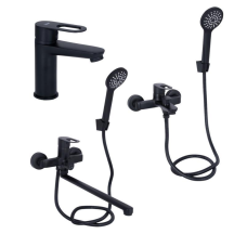 Комплект змішувачів для ванної кімнати Lidz Latwa 001Black+Lidz Latwa 006Black+Lidz Latwa 005Black