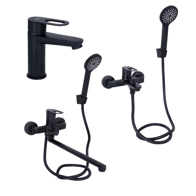 Комплект змішувачів для ванної кімнати Lidz Latwa 001Black+Lidz Latwa 006Black+Lidz Latwa 005Black Комплект змішувачів для ванної кімнати Lidz Latwa 001Black+Lidz Latwa 006Black+Lidz Latwa 005Black