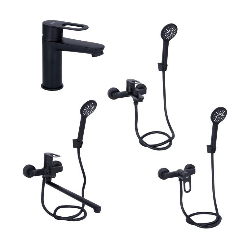 Комплект змішувачів для ванної кімнати Lidz Latwa 001Black+Lidz Latwa 006Black+Lidz Latwa 005Black+Lidz Latwa Комплект змішувачів для ванної кімнати Lidz Latwa 001Black+Lidz Latwa 006Black+Lidz Latwa 005Black+Lidz Latwa