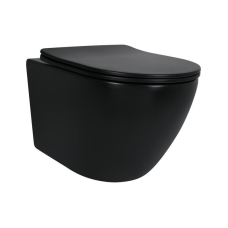 Унітаз підвісний Qtap Robin New Ultra Quiet безобідковий з сидінням Soft-close MATT BLACK QT13332381АSMB