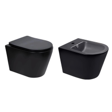 Комплект Qtap Scorpio Matt Black 2 в 1: унітаз підвісний Ultra Quiet QT14332380AMB + біде підвісне