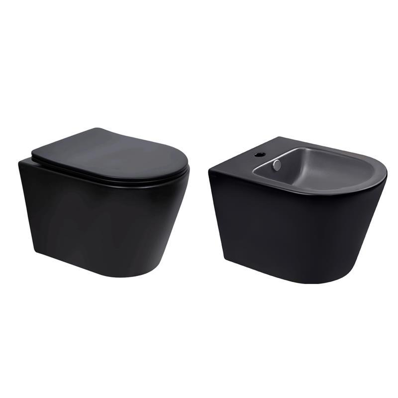 Комплект Qtap Scorpio Matt Black 2 в 1: унітаз підвісний Ultra Quiet QT14332380AMB + біде підвісне Комплект Qtap Scorpio Matt Black 2 в 1: унітаз підвісний Ultra Quiet QT14332380AMB + біде підвісне