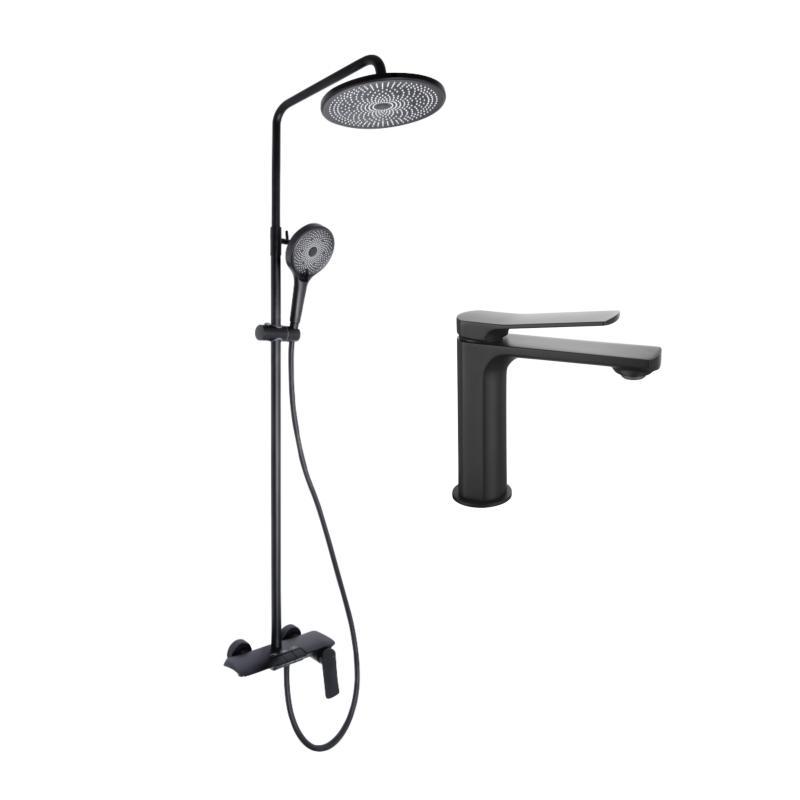 Комплект змішувачів Qtap Slavonice: Душова система QTSLA111BLM45906 + Змішувач для раковини QTSLA1042103B Комплект змішувачів Qtap Slavonice: Душова система QTSLA111BLM45906 + Змішувач для раковини QTSLA1042103B