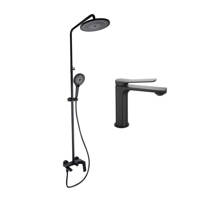 Комплект змішувачів Qtap Slavonice: Душова система QTSLA111BLM45911 + Змішувач для раковини QTSLA1042103B Комплект змішувачів Qtap Slavonice: Душова система QTSLA111BLM45911 + Змішувач для раковини QTSLA1042103B