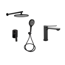 Комплект змішувачів Qtap Slavonice: Душова система QTSLA113BLM45900 + Змішувач для раковини QTSLA1042103B