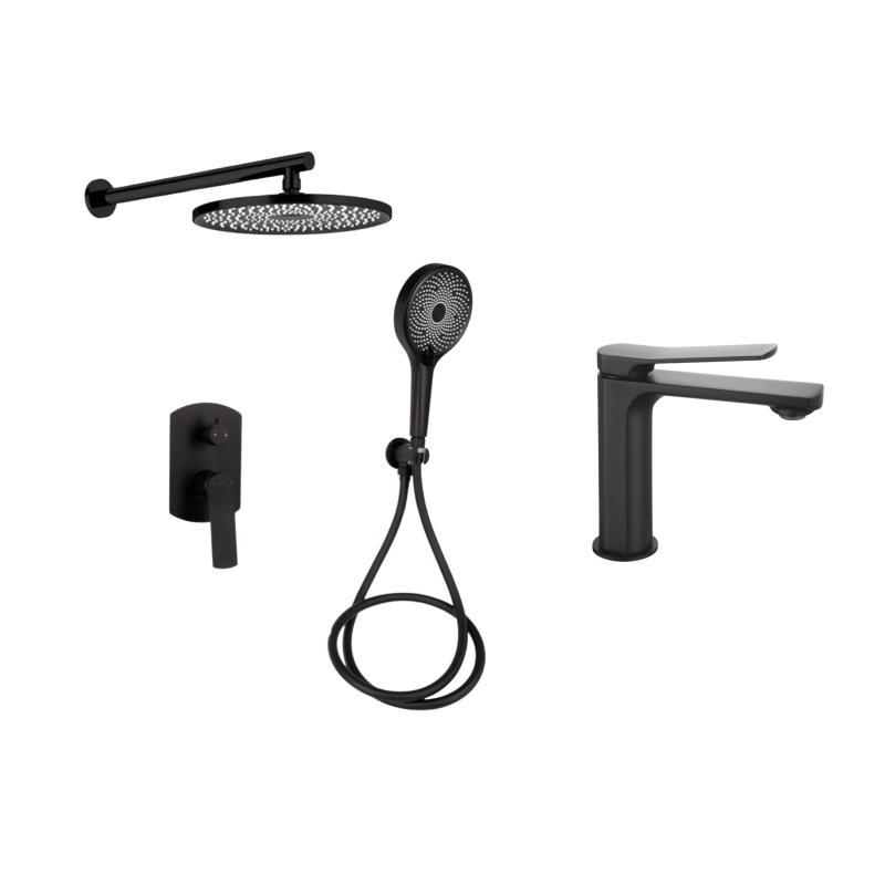 Комплект змішувачів Qtap Slavonice: Душова система QTSLA113BLM45900 + Змішувач для раковини QTSLA1042103B Комплект змішувачів Qtap Slavonice: Душова система QTSLA113BLM45900 + Змішувач для раковини QTSLA1042103B