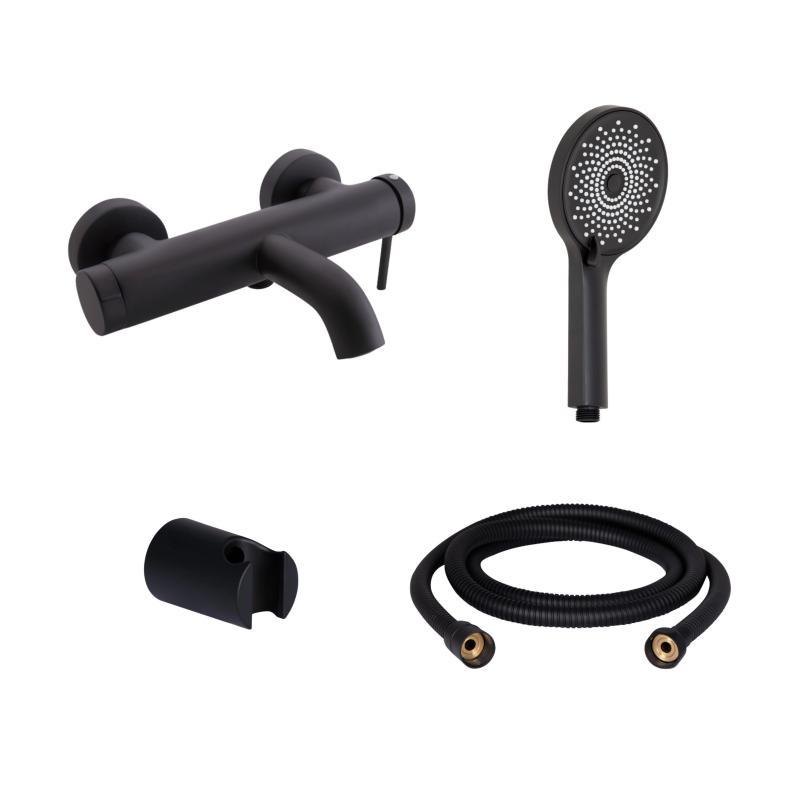 Комплект для ванної кімнати Qtap Robin Black: Змішувач QTROB3060102B + Тримач QT829910842854OB + Шланг Комплект для ванної кімнати Qtap Robin Black: Змішувач QTROB3060102B + Тримач QT829910842854OB + Шланг