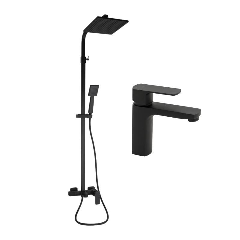 Комплект змішувачів Qtap Capricorn: Душова система QTCAP53103KNB + Змішувач для раковини QTLIPNO1023101CB Комплект змішувачів Qtap Capricorn: Душова система QTCAP53103KNB + Змішувач для раковини QTLIPNO1023101CB