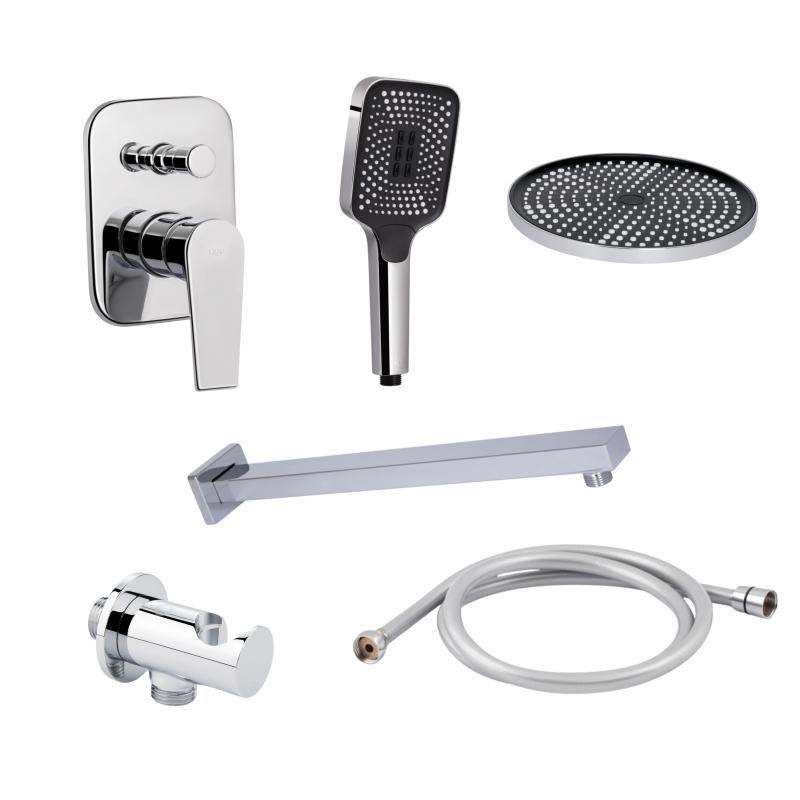 Комплект для душа Qtap Stenava: Змішувач для душу QTST6245102DC+Душ.