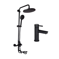 Комплект змішувачів Lidz Aria Black: Душова система LDARI1030BLA43373 + Змішувач для раковини