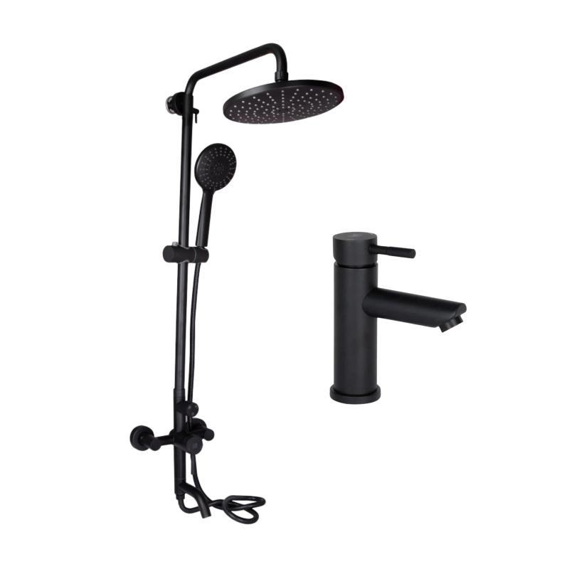 Комплект змішувачів Lidz Aria Black: Душова система LDARI1030BLA43373 + Змішувач для раковини Комплект змішувачів Lidz Aria Black: Душова система LDARI1030BLA43373 + Змішувач для раковини