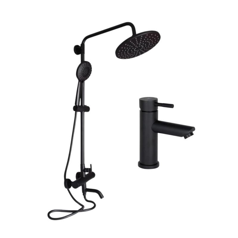 Комплект змішувачів Lidz Aria Black: Душова система LDARI1031BLA43370 + Змішувач для раковини Комплект змішувачів Lidz Aria Black: Душова система LDARI1031BLA43370 + Змішувач для раковини