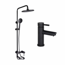 Комплект змішувачів Lidz Aria Black: Душова система LDARI1032BLA43371 + Змішувач для раковини