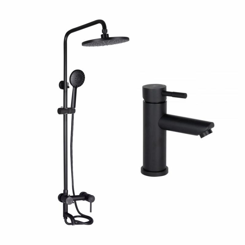 Комплект змішувачів Lidz Aria Black: Душова система LDARI1032BLA43371 + Змішувач для раковини Комплект змішувачів Lidz Aria Black: Душова система LDARI1032BLA43371 + Змішувач для раковини