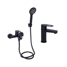 Комплект змішувачів Lidz Latwa Black: Змішувач для раковини LDLAT001BLA45418 + Змішувач для ванни