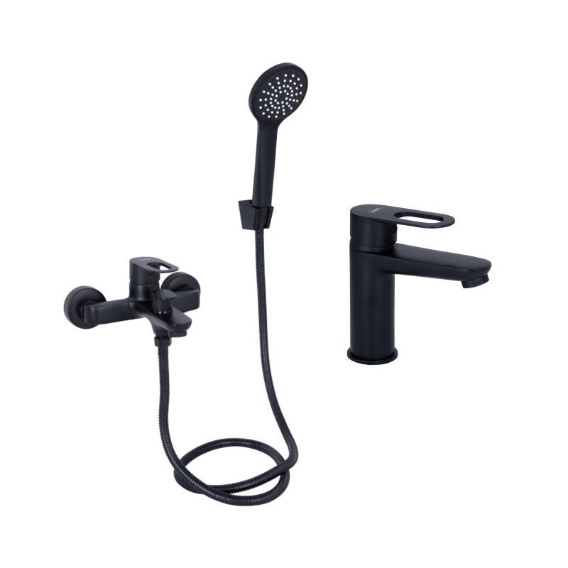 Комплект змішувачів Lidz Latwa Black: Змішувач для раковини LDLAT001BLA45418 + Змішувач для ванни Комплект змішувачів Lidz Latwa Black: Змішувач для раковини LDLAT001BLA45418 + Змішувач для ванни