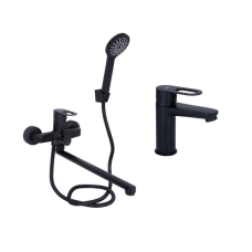 Комплект змішувачів Lidz Latwa Black: Змішувач для раковини LDLAT001BLA45418 + Змішувач для ванни