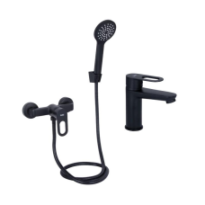 Комплект змішувачів Lidz Latwa Black: Змішувач для раковини LDLAT001BLA45418 + Змішувач для душу