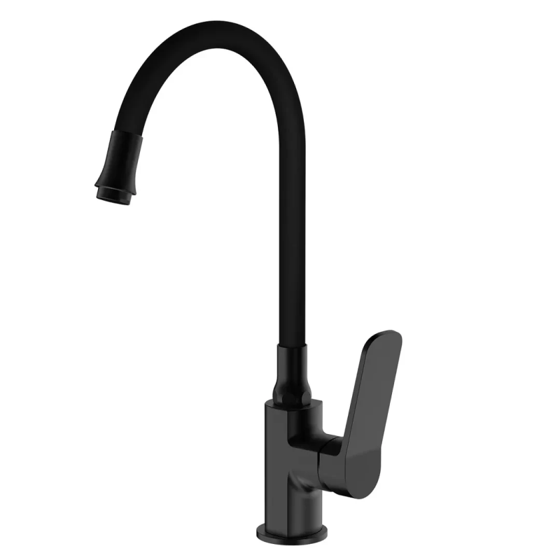 Змішувач для кухні Frap F4462 з гнучким виливом, чорний Змішувач для кухні Frap F4462 з гнучким виливом, чорний