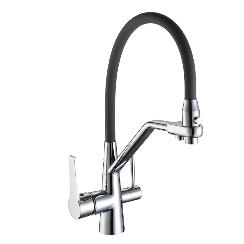 Змішувач для кухні на дві води Frap F4374, сірий/хром Змішувач для кухні на дві води Frap F4374, сірий/хром